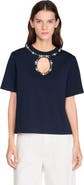 SANDRO Rhinestone openwork T-shirt