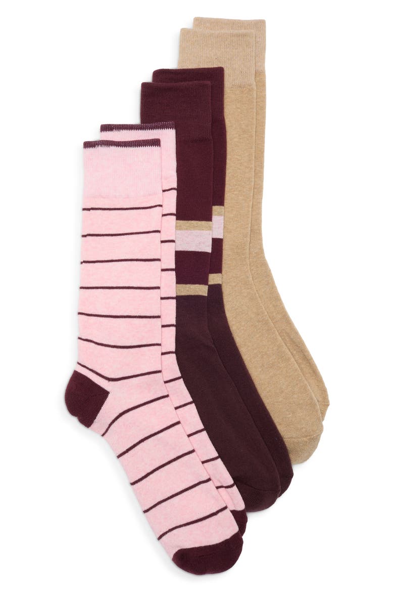 Assorted 3-Pack Crew Socks, Main, color, CREAM / RED