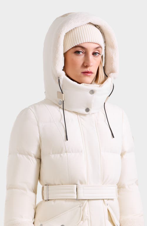 Rudsak Audrey Maxi Down Puffer With Faux Shearling Trim In White