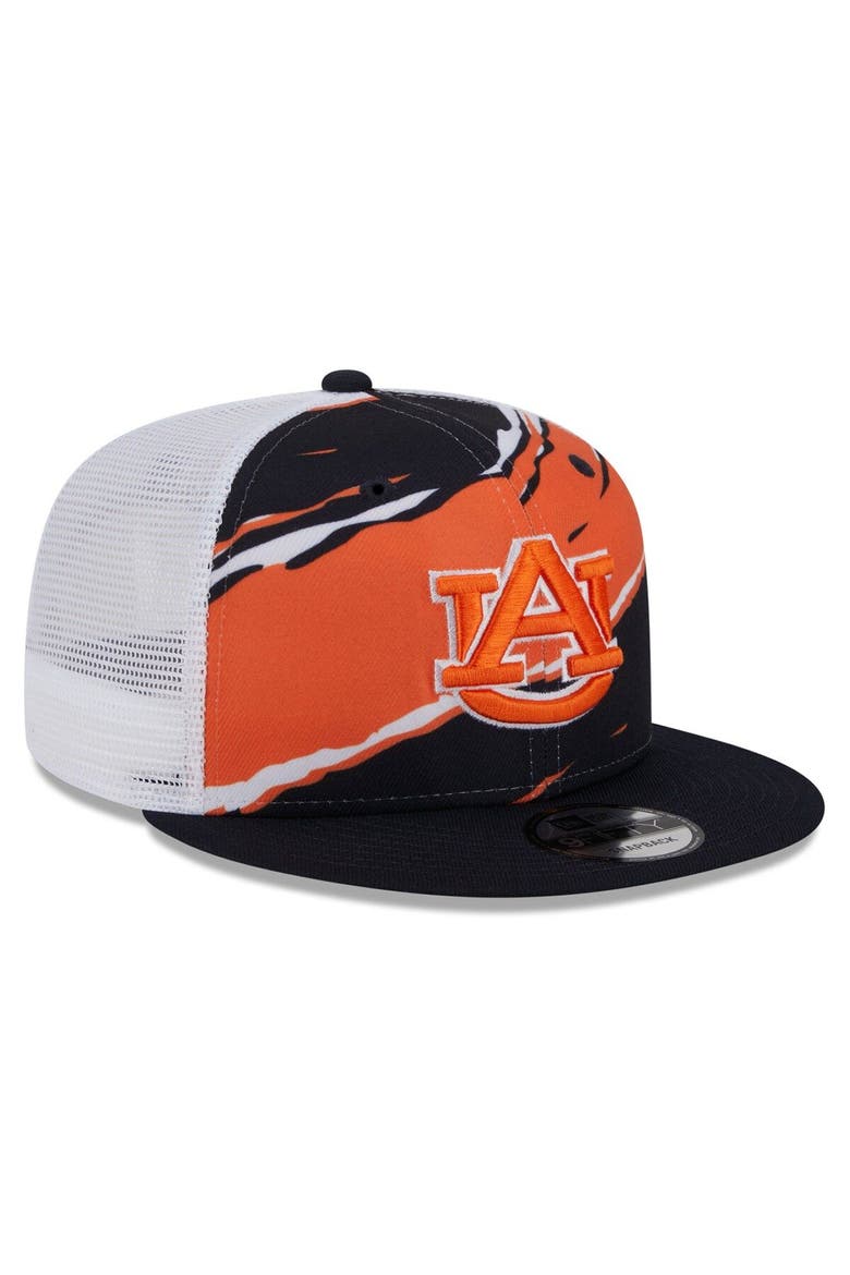 Men's New Era Navy Auburn Tigers Tear Trucker 9FIFTY Snapback Hat, Alternate, color, Navy