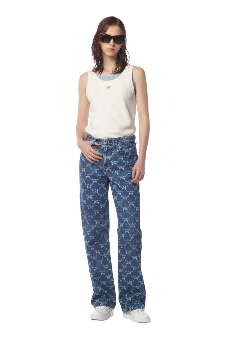 Lauretos Monogram Denim Jeans, Main, color, Indigo