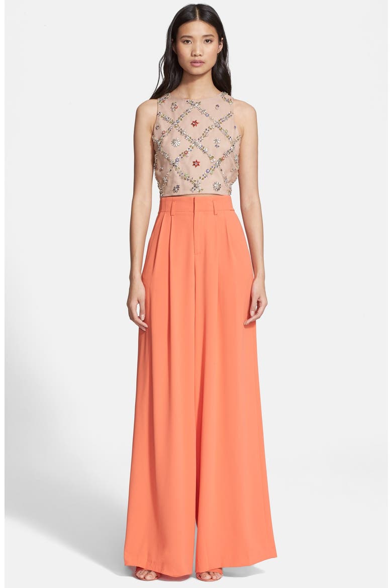 High Waist Wide Leg Pants, Alternate, color, CORAL