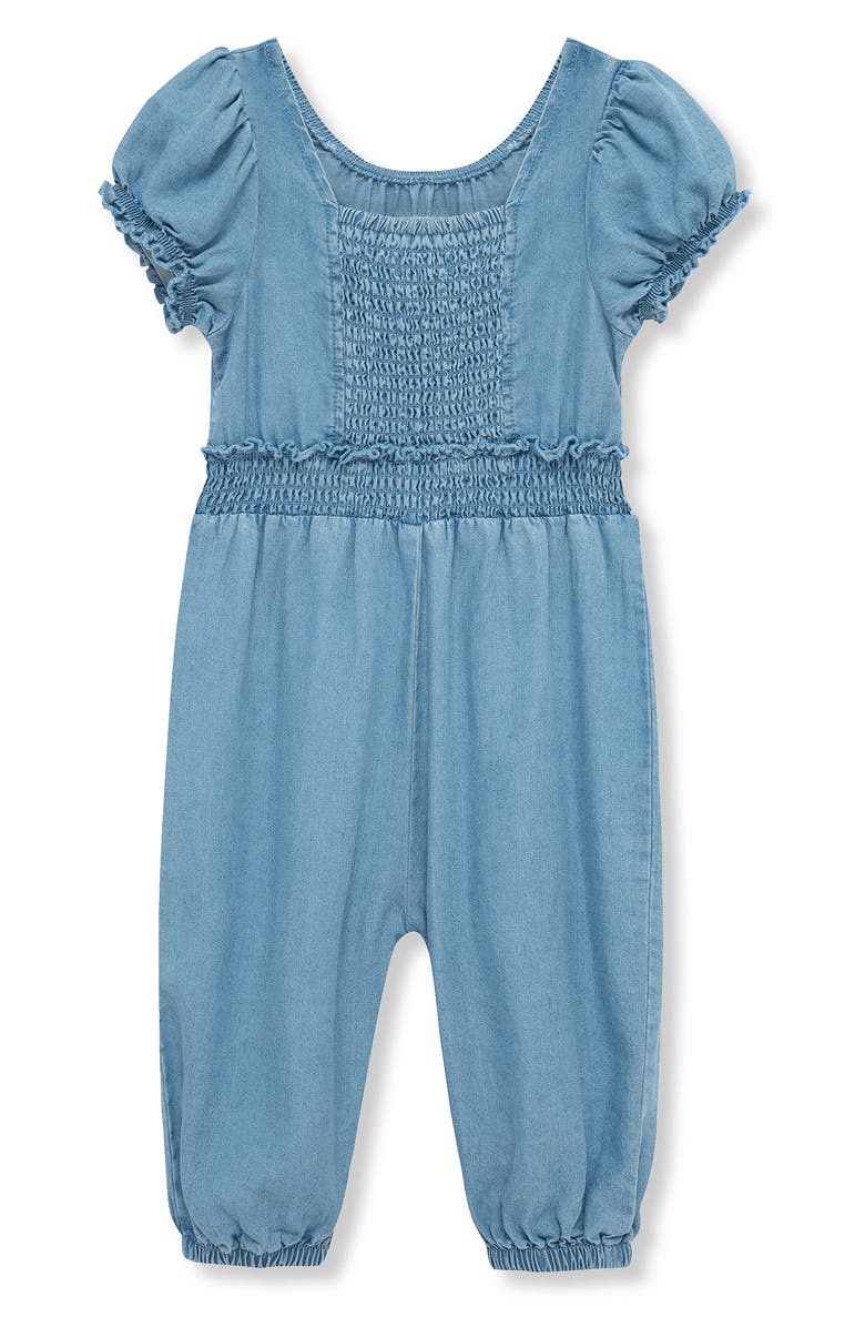 Peek Essentials Floral Embroidered Chambray Jumpsuit, Alternate, color, Light Denim