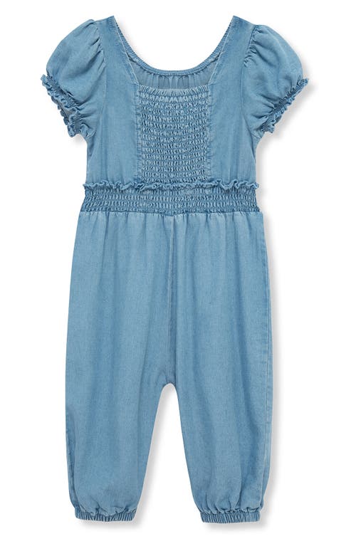 Peek Essentials Floral Embroidered Chambray Jumpsuit In Light Denim