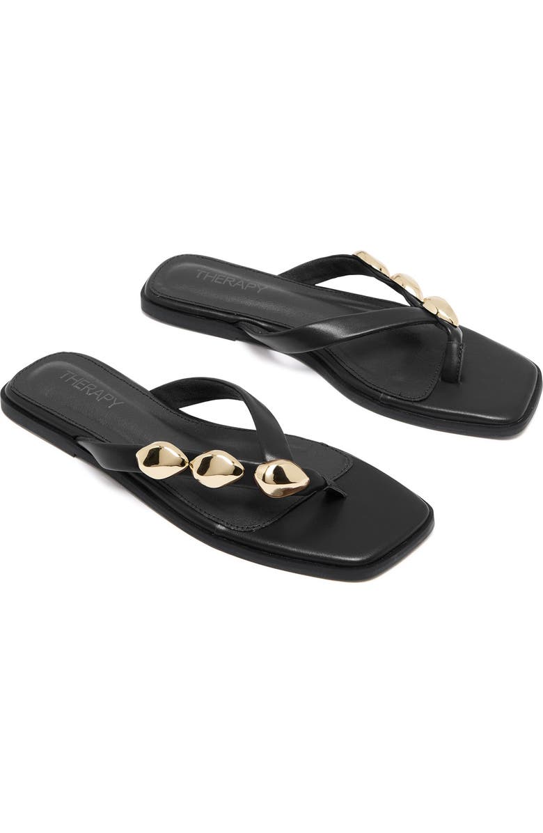 Therapy Australia Guise Square Toe Thong Sandal, Main, color, Black Smooth Pu
