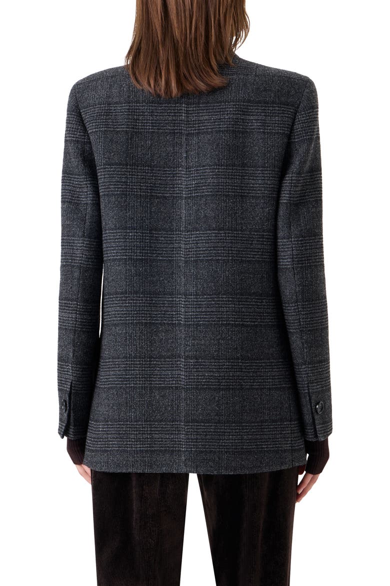 Kamila Plaid Virgin Wool Zip Jacket, Alternate, color, CHARCOAL-BLACK