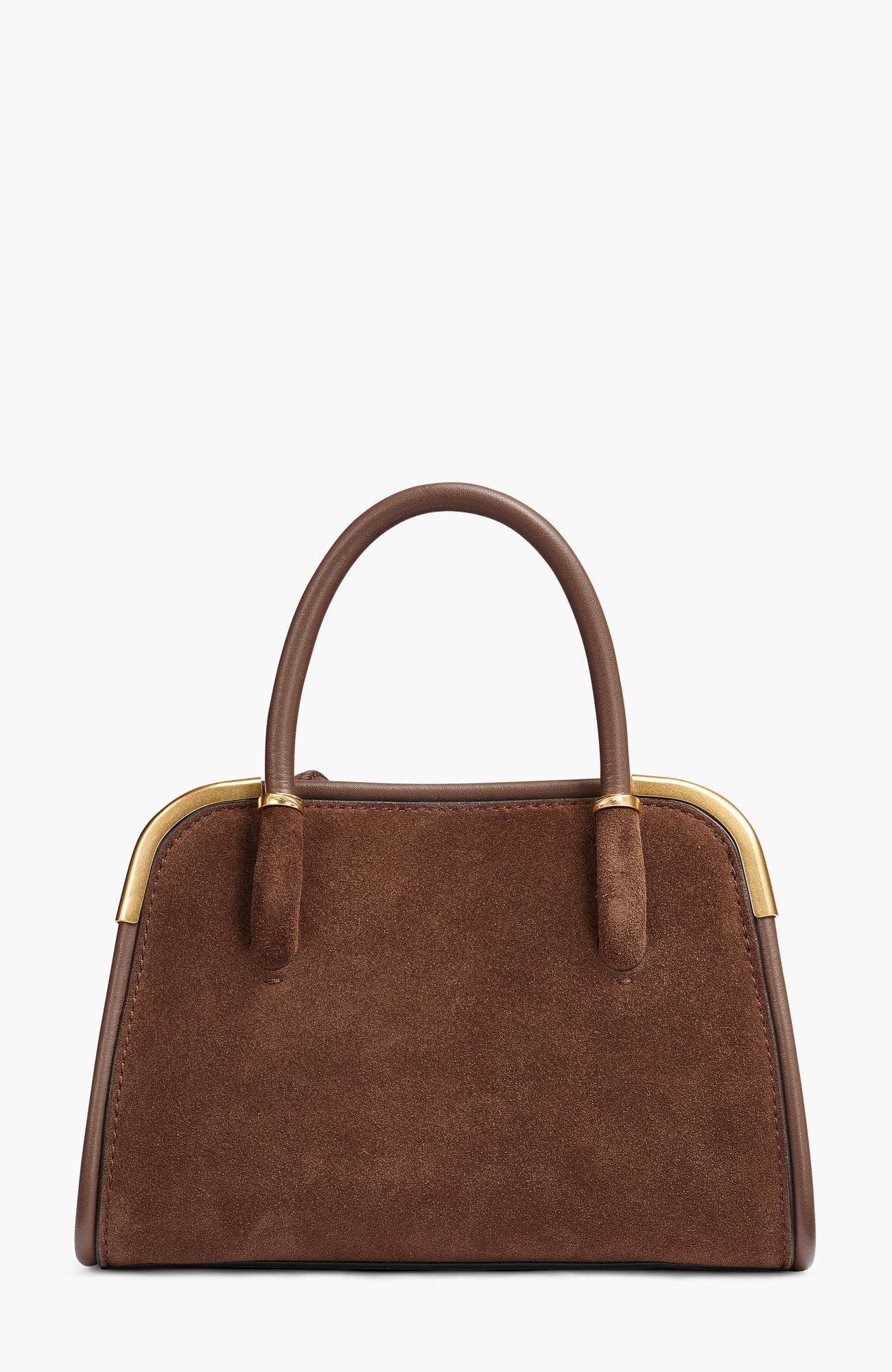 Satin Suede Mini Satchel, Alternate, color, Chocolate