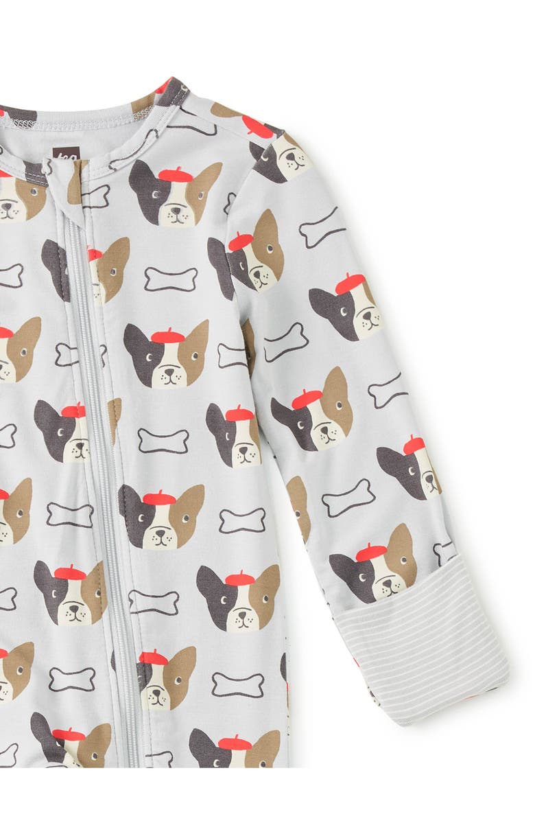 Tea Collection Footed Baby Romper, Alternate, color, French Bull Dog