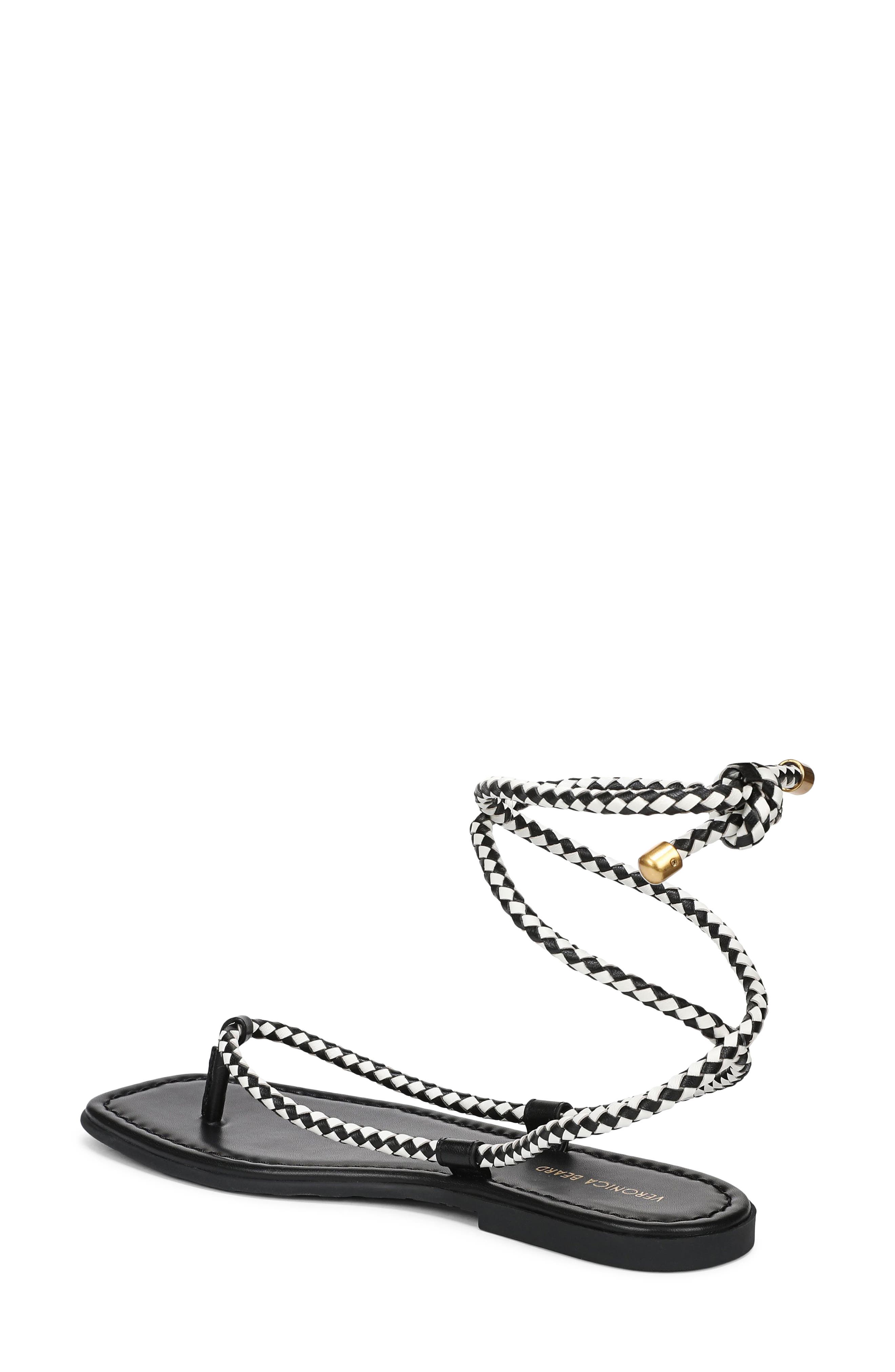 Veronica Beard Carmina Ankle Wrap Sandal, Alternate, color, Black/ Coconut