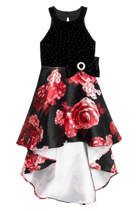 Kids' Dew Drop High-Low Velvet Party Dress (Big Kid)
