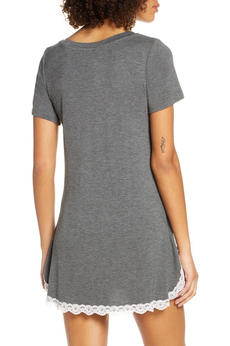 Intimates All American Sleep Shirt, Alternate, color, CHARCOAL HEATHER