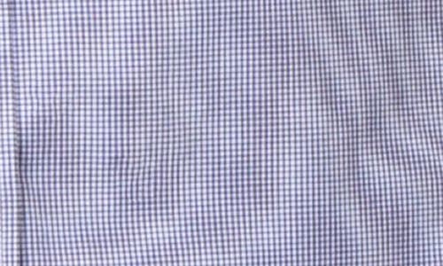 Tailorbyrd Micro Gingham Stretch Cotton Button-up Shirt In Navy