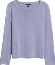 Eileen Fisher Bateau Neck Cotton Blend Sweater