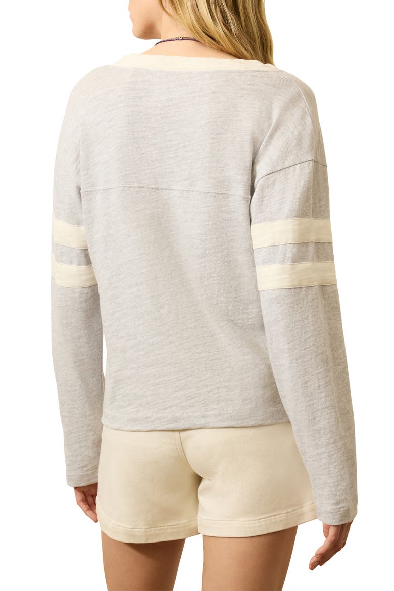 Sunwashed Slub V-Neck Long Sleeve Organic Cotton Top, Alternate, color, GREY VARSITY