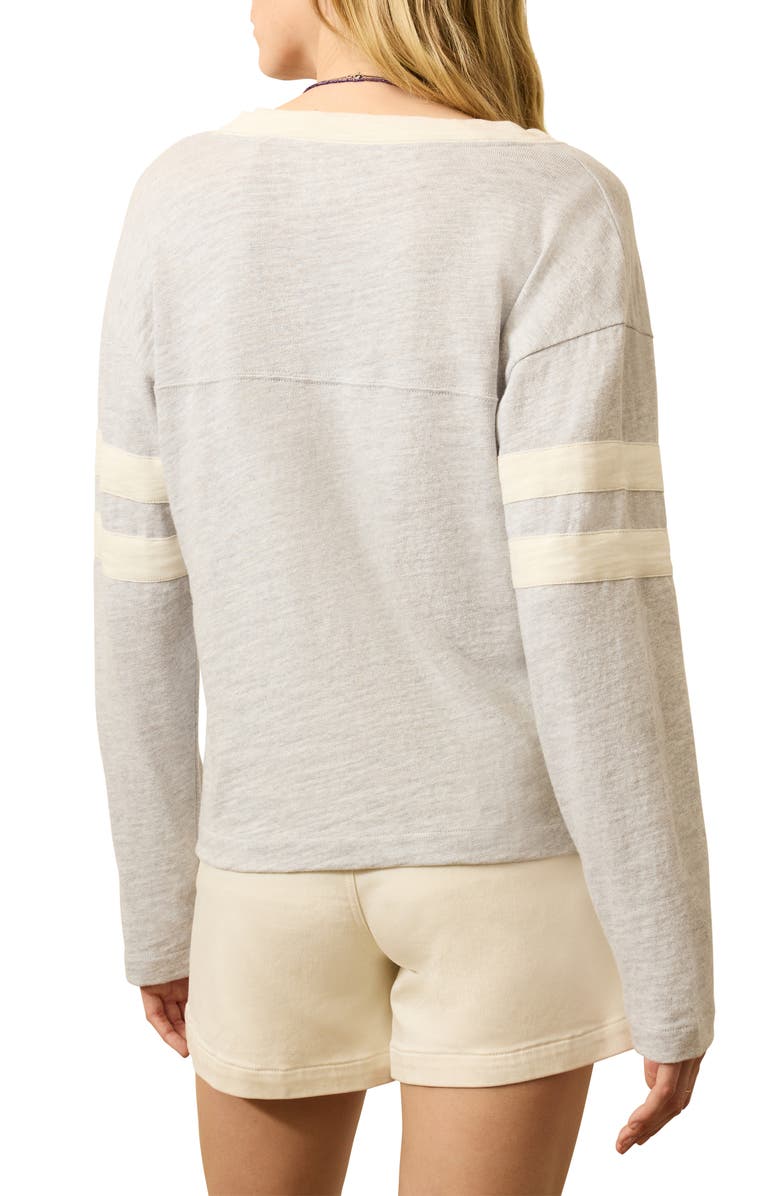Faherty Sunwashed Slub V-Neck Long Sleeve Organic Cotton Top, Alternate, color, Grey Varsity