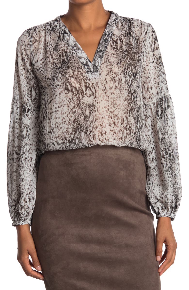 PHILOSOPHY BY RPUBLIC CLOTHING philosophy Snakeskin Print V-Neck Blouse, Main, color,