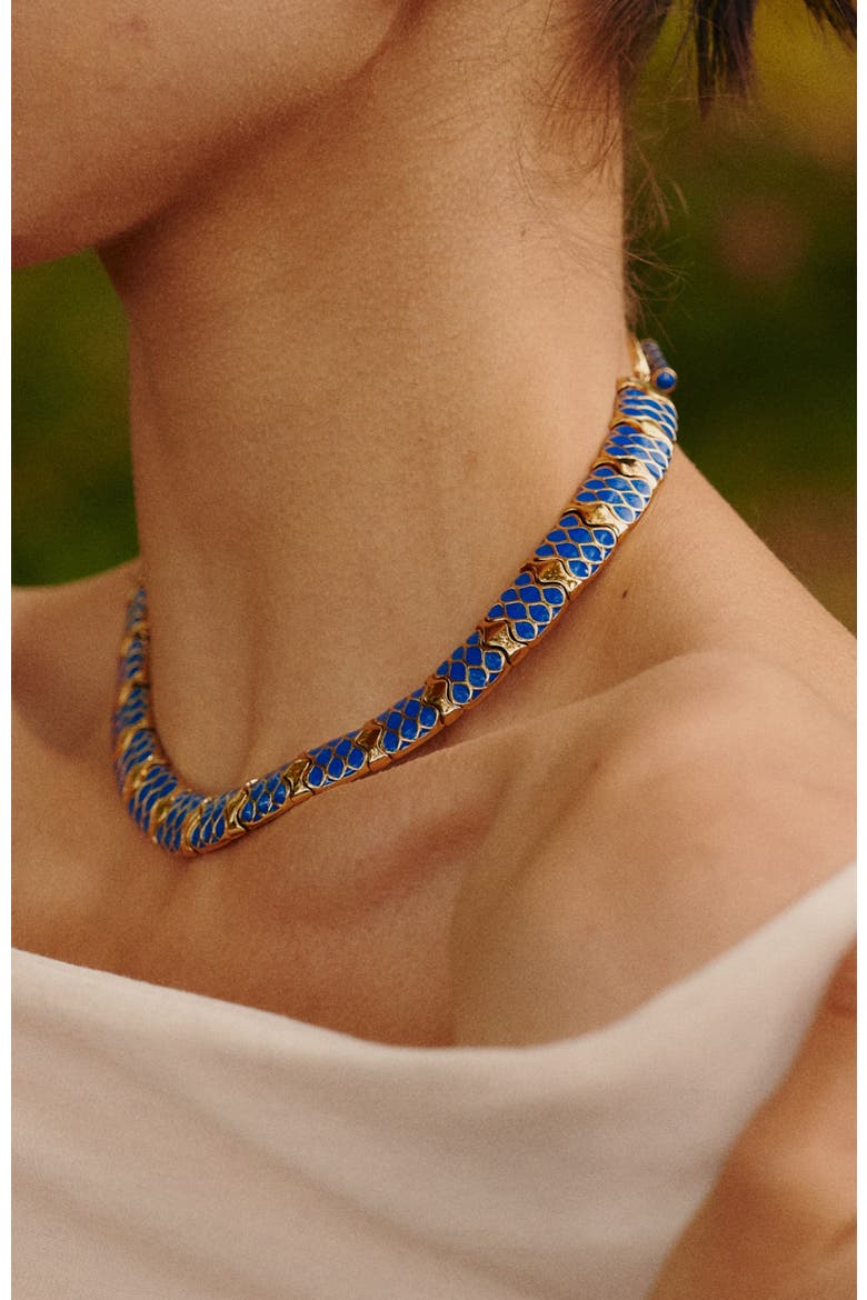 Nirah Necklace, Alternate, color, Gold&Blue