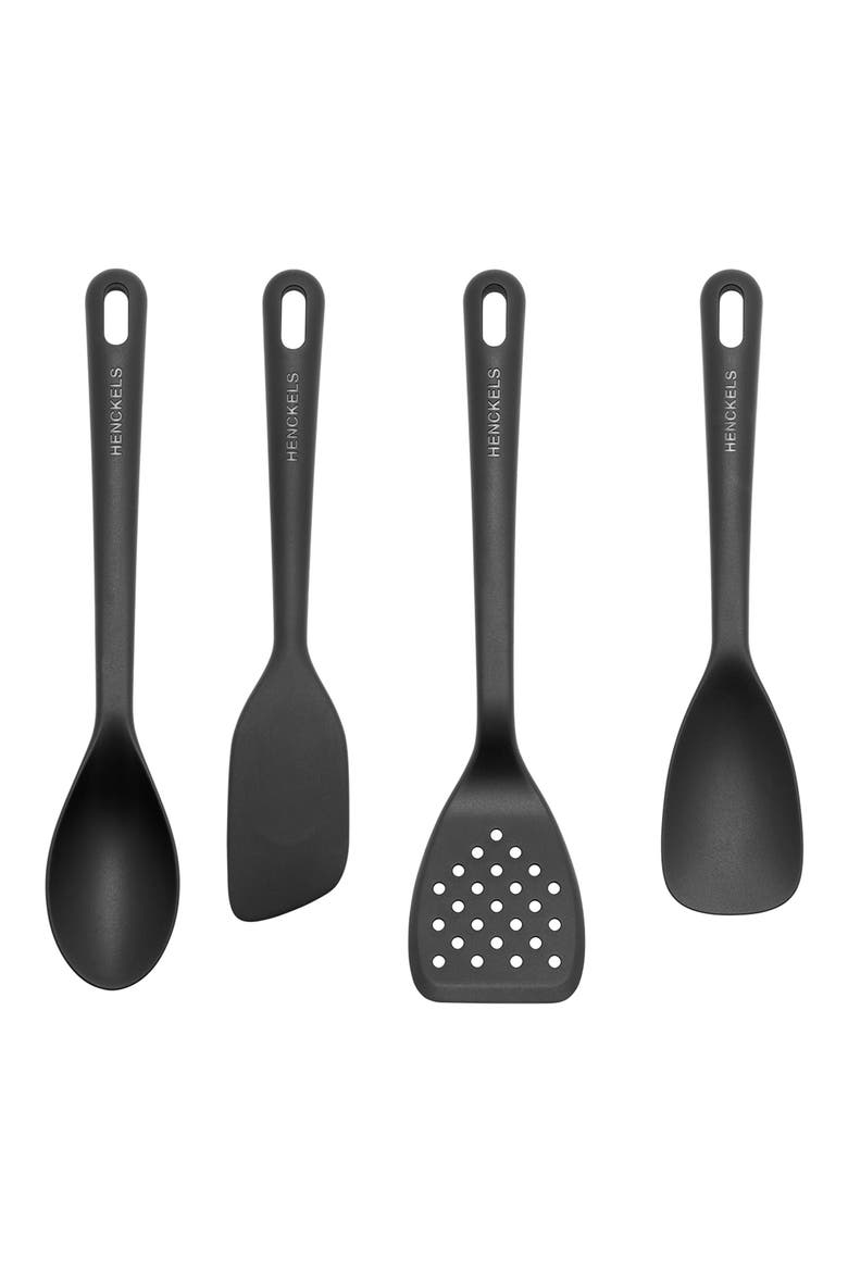 4-Piece Silicone Utensil Set, Main, color, BLACK