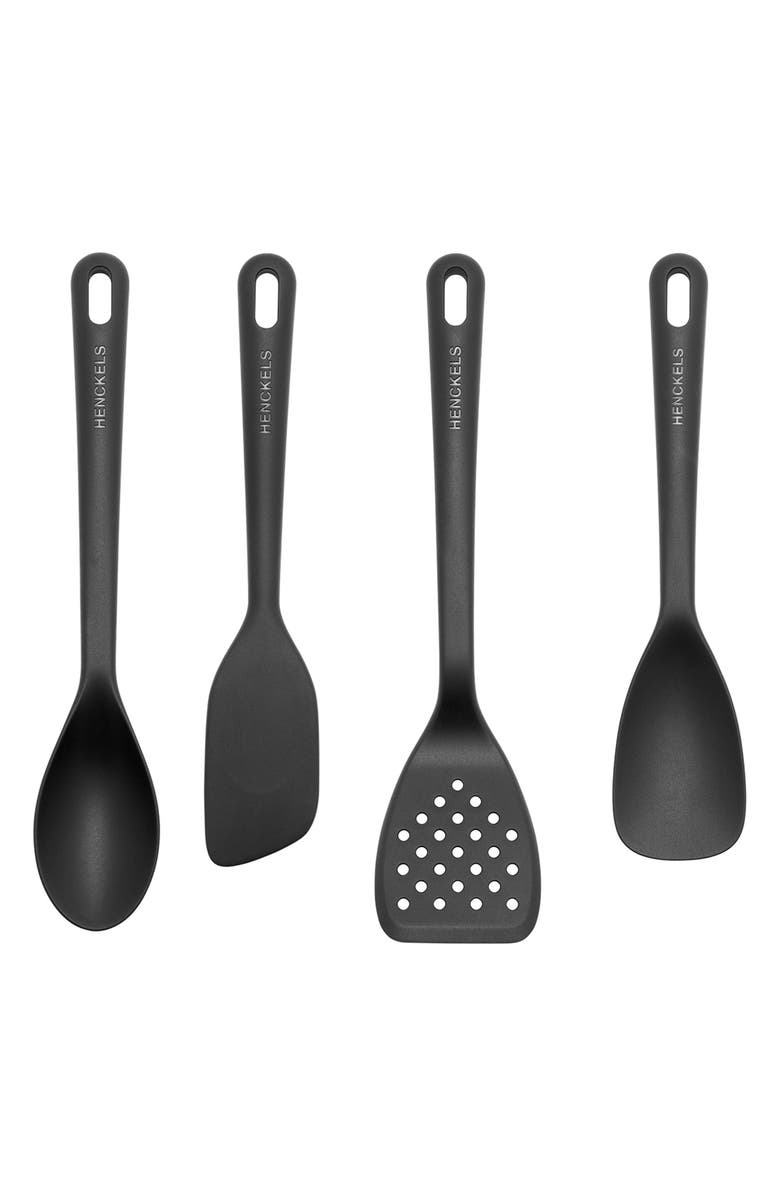 HENCKELS CUTLERY 4-Piece Silicone Utensil Set, Main, color, Black