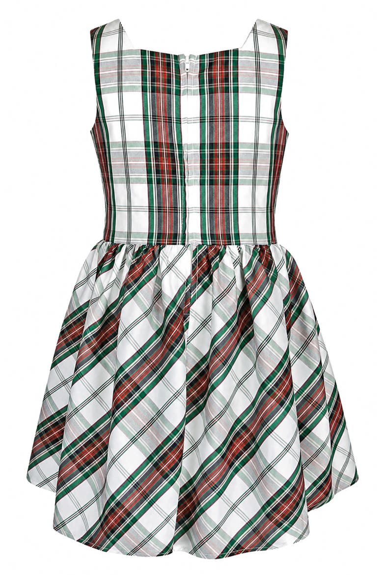 Kids' Plaid Dress & Velvet Cardigan Set, Alternate, color, IVY/ BLACK RED