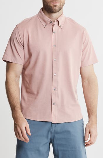 Jachs Short Sleeve Stretch Oxford Button-up Shirt