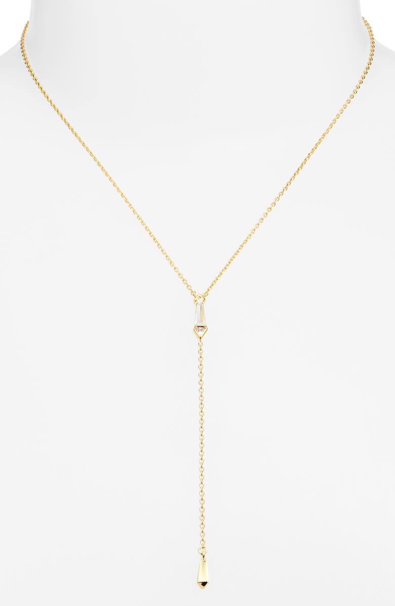 Nordstrom Cubic Zirconia Y-Necklace, Alternate, color, Clear- Gold