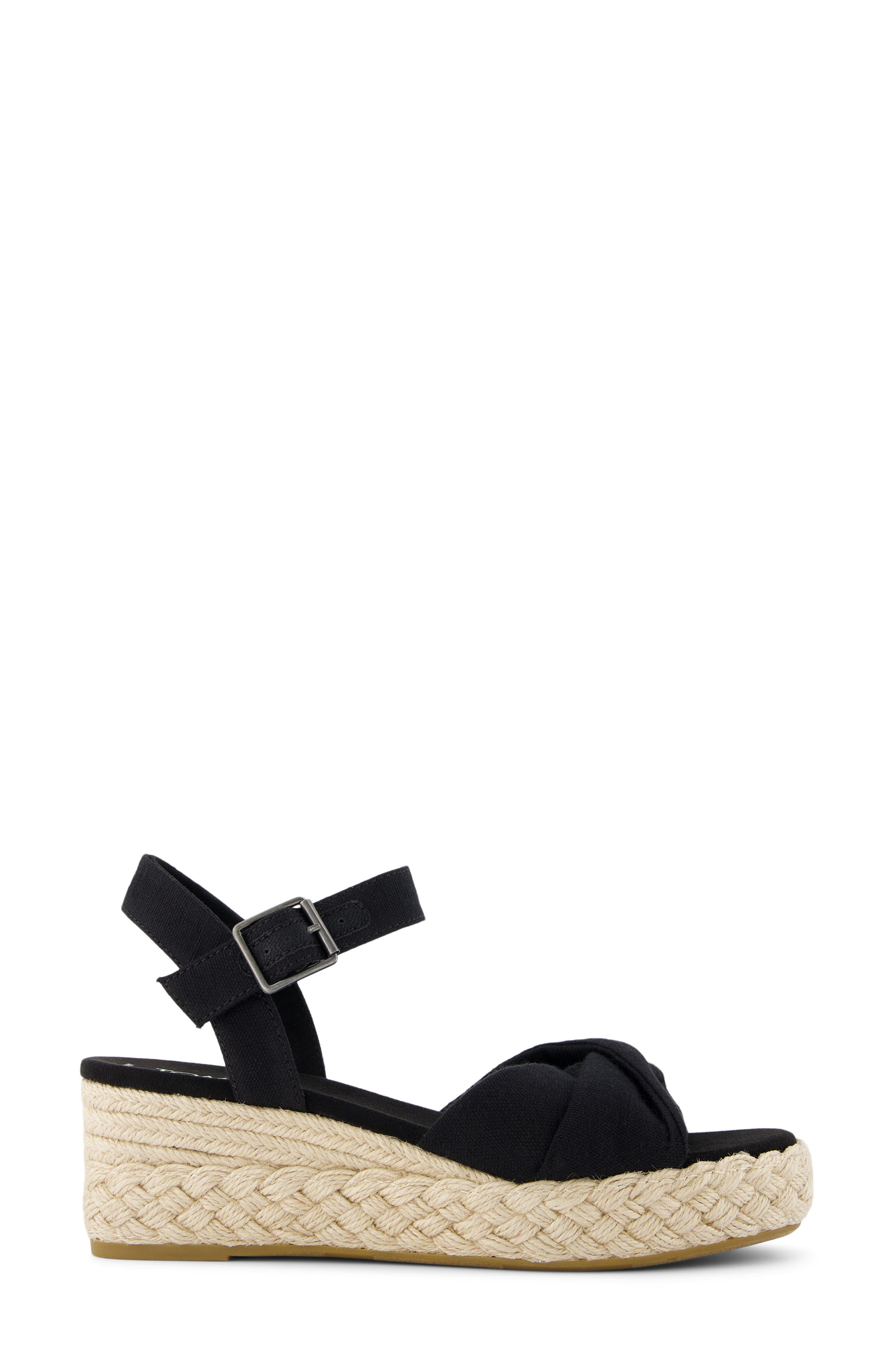 TOMS Kinsley Ankle Strap Espadrille Platform Wedge Sandal, Alternate, color, Black