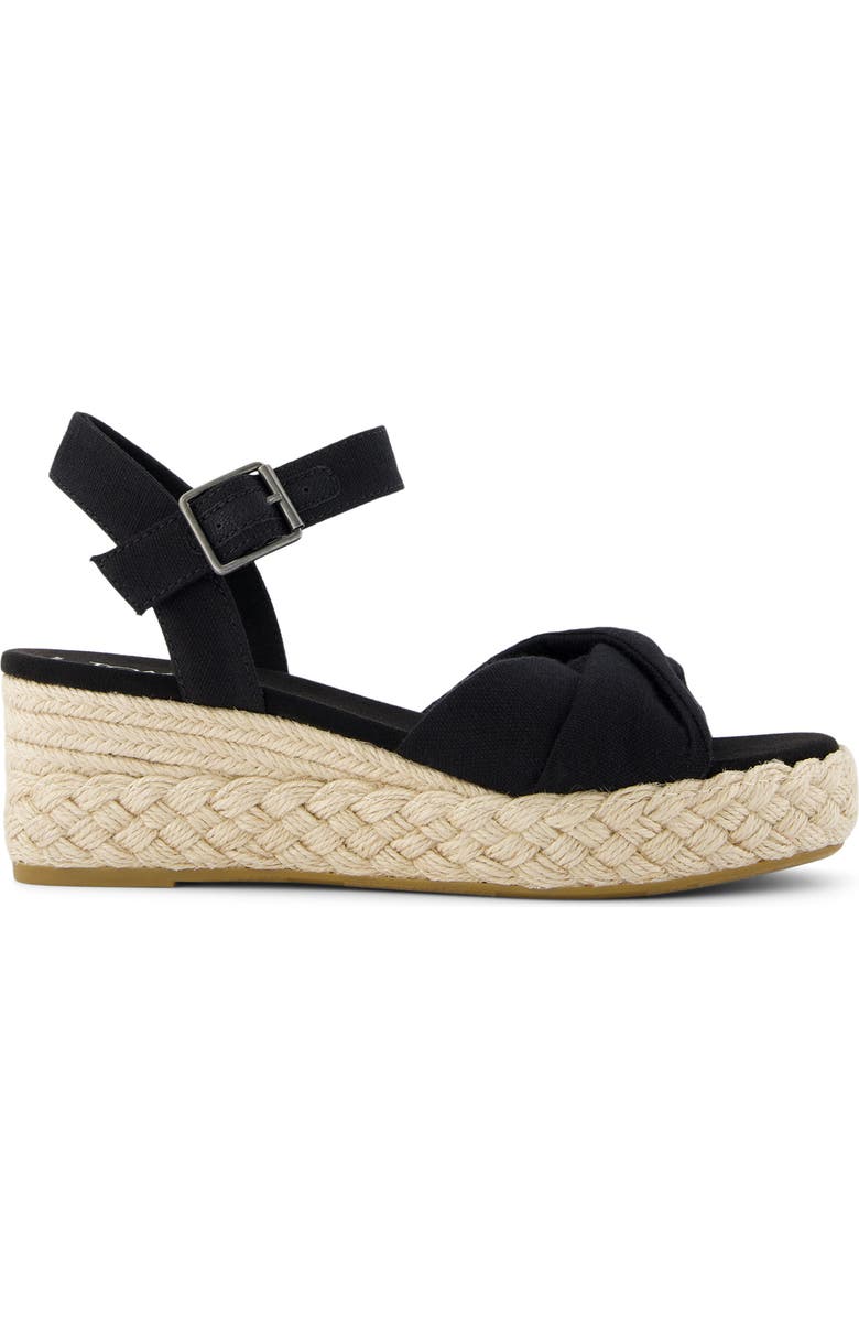 TOMS Kinsley Ankle Strap Espadrille Platform Wedge Sandal, Alternate, color, Black
