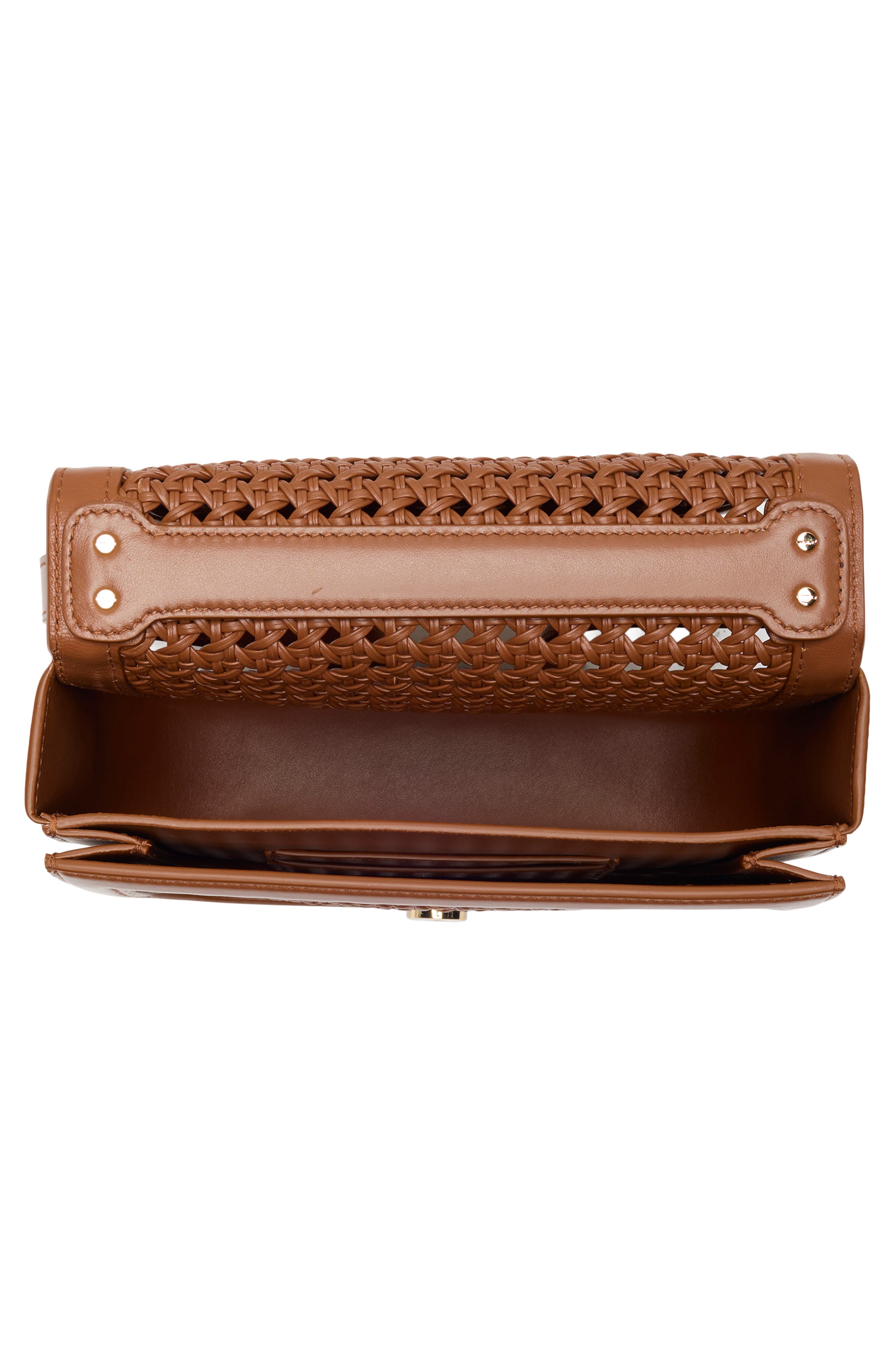 Double Gancini Woven Leather Crossbody Bag, Alternate, color, NATURALE RUST