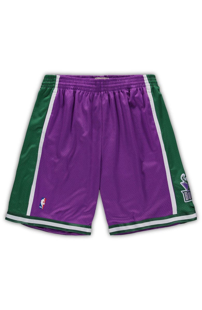 Mitchell & Ness Men's Mitchell & Ness Purple Milwaukee Bucks Big & Tall Hardwood Classics Team Swingman Shorts, Alternate, color, Purple