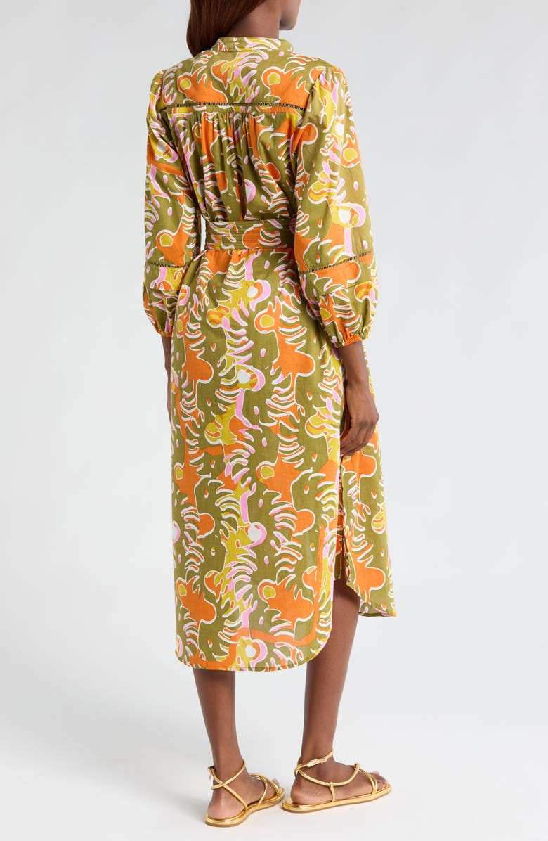 Poupette St Barth Cathy Abstract Print Long Sleeve Cotton Cover-Up Shirtdress, Alternate, color, 