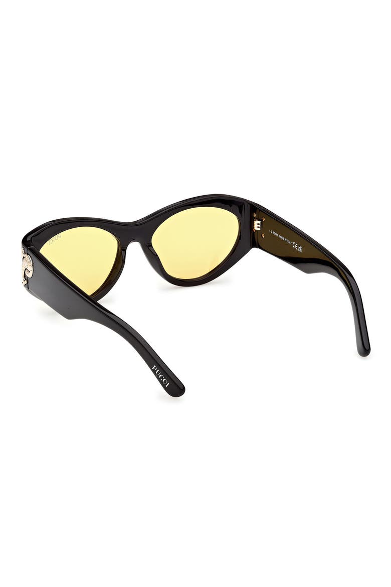 54mm Cat Eye Sunglasses, Alternate, color, BLACK / FISHTAIL LOGO / AMBER