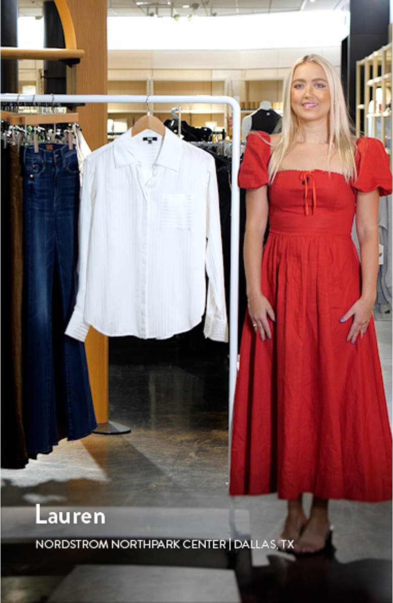 Kelyn Textured Stripe Silk Button-Up Shirt, sales video thumbnail