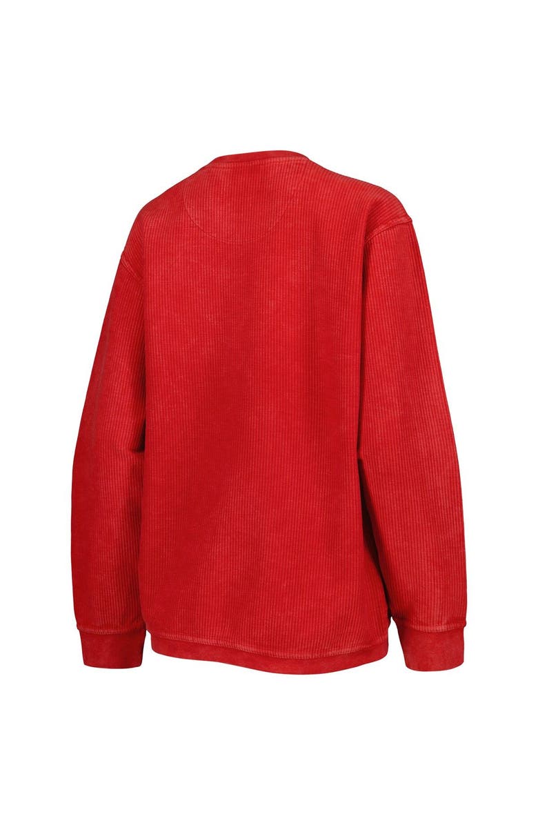 PRESSBOX Women's Pressbox Red Cincinnati Bearcats Comfy Cord Vintage Wash Basic Arch Pullover Sweatshirt, Alternate, color, 