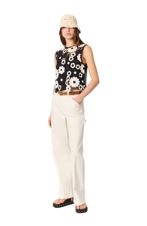 Maje Floral Crochet Top In Black