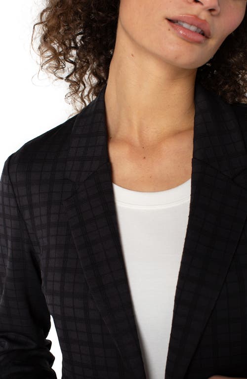 Liverpool Los Angeles Open Front Plaid Blazer In Black