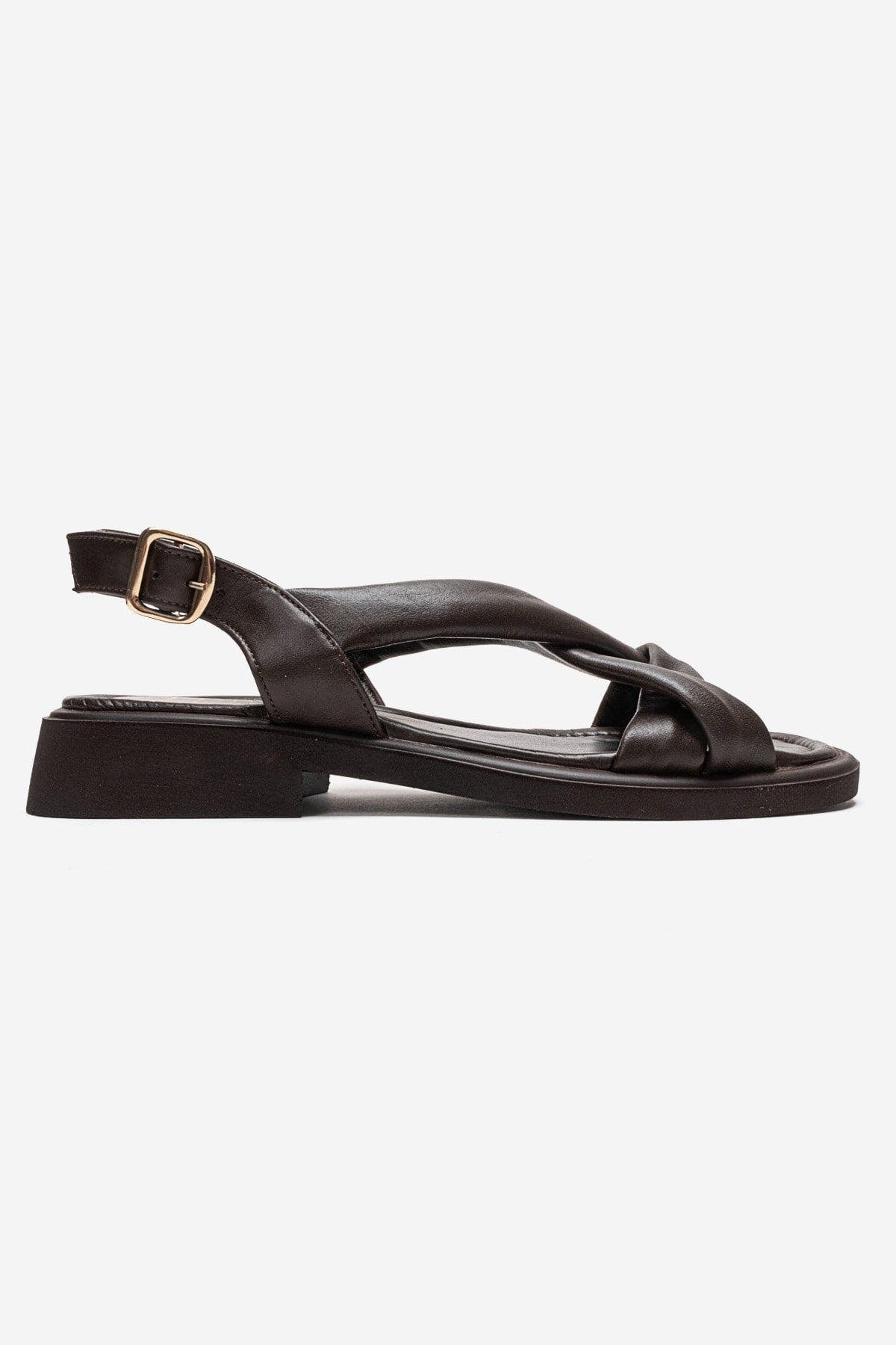 Frand Leather Crisscross Strap Sandal, Alternate, color, Brown