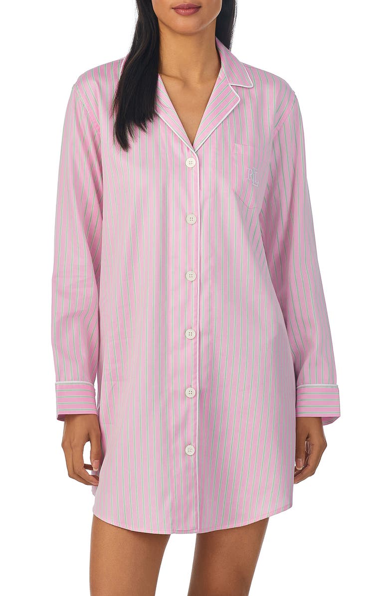 Lauren Ralph Lauren Stripe Sleep Shirt, Main, color, 