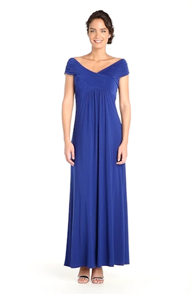 Alex Evenings Off the Shoulder Jersey A-Line Gown, Alternate, color,