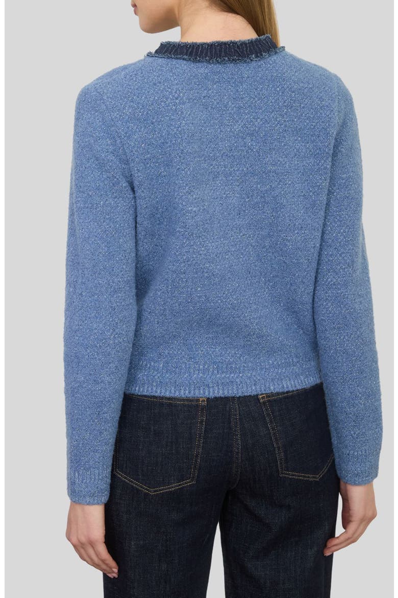 Fringe Trim Cardigan, Alternate, color, BLUE