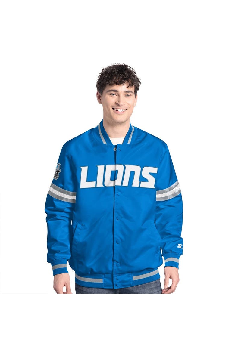 Men's Starter  Blue Detroit Lions Scout Full-Snap Varsity Jacket, Alternate, color, Blue