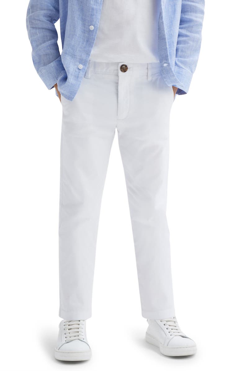 Reiss Kids' Pitch Stretch Cotton Pants, Alternate, color, White