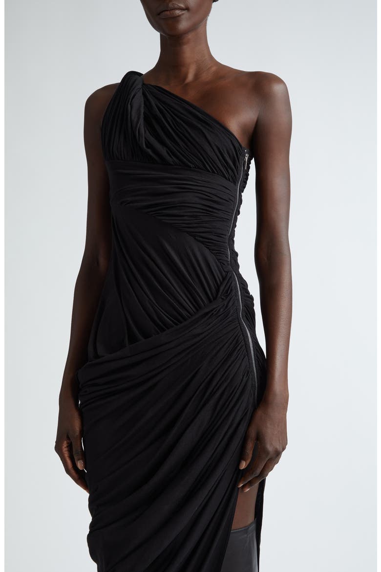 Lido Draped One-Shoulder Cotton Jersey Gown, Alternate, color, 09 BLACK