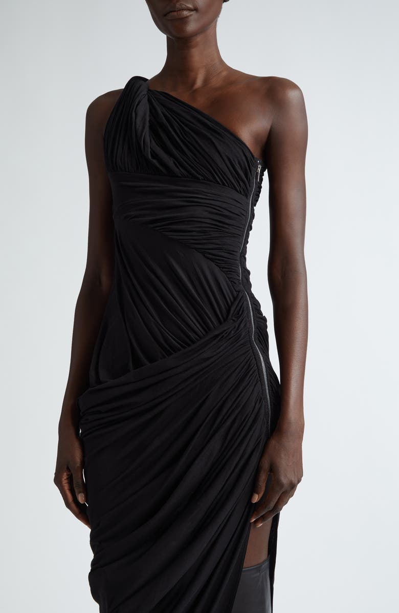 Rick Owens Lido Draped One-Shoulder Cotton Jersey Gown, Alternate, color,