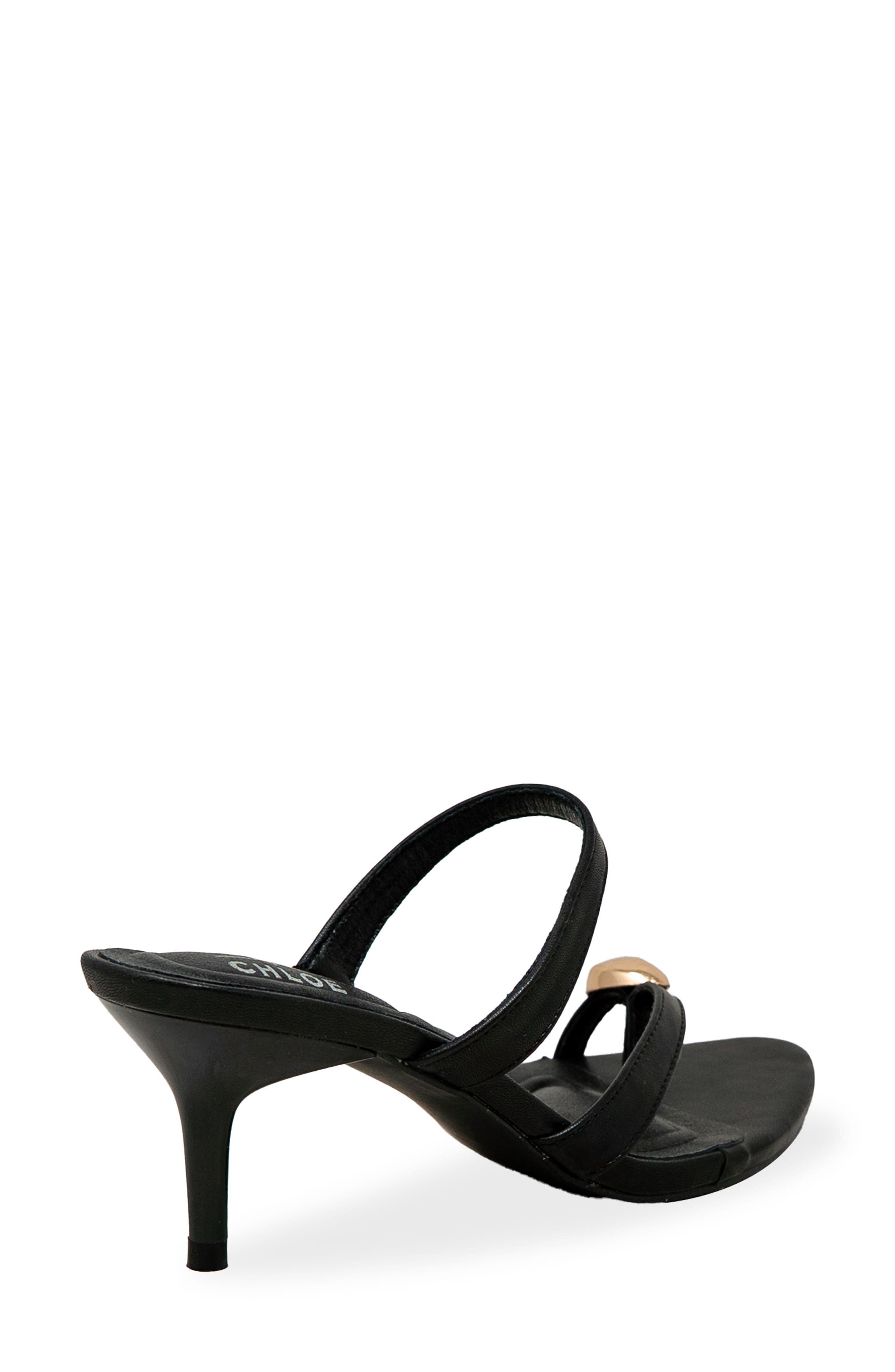 CHASE AND CHLOE Post Toe Kitten Heel Mule Sandal, Alternate, color, Black