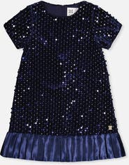 Deux par Deux Sparkle Velour Short Sleeve A-Line Dress