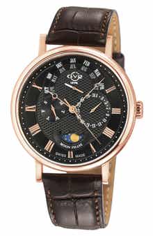 GV2 Maestro Croc Embossed Leather Strap Watch, 42mm