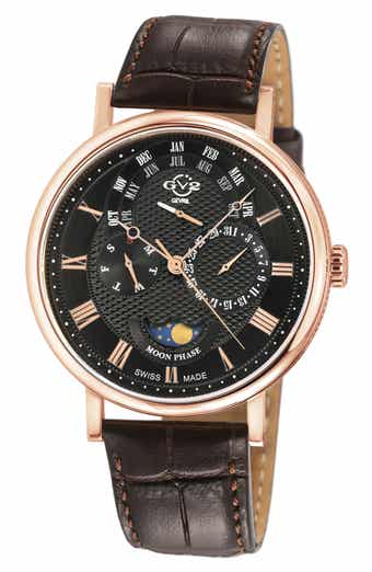 GV2 Maestro Croc Embossed Leather Strap Watch, 42mm