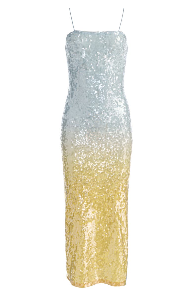 Alice + Olivia Fifi Ombré Sequin Midi Dress, Alternate, color, Clear Skies