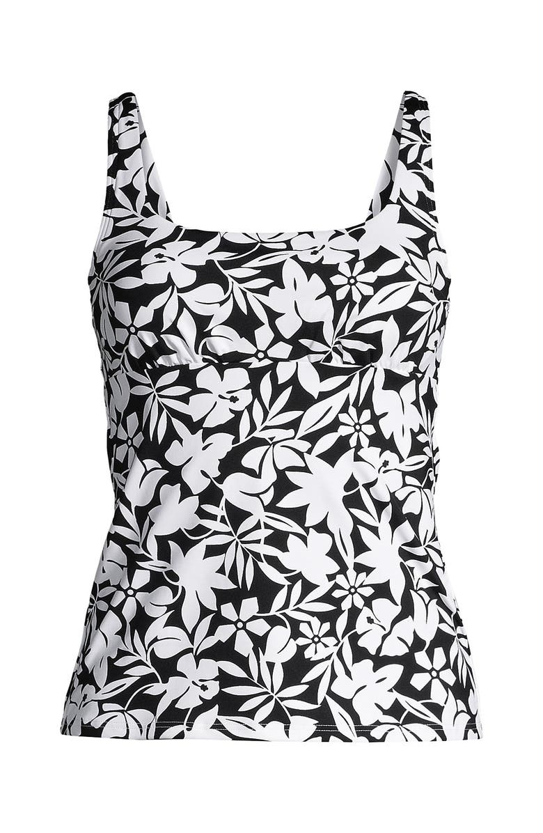 Lands' End Mastectomy Chlorine Resistant Square Neck Tankini Top Swimsuit Adjustable Straps, Alternate, color,